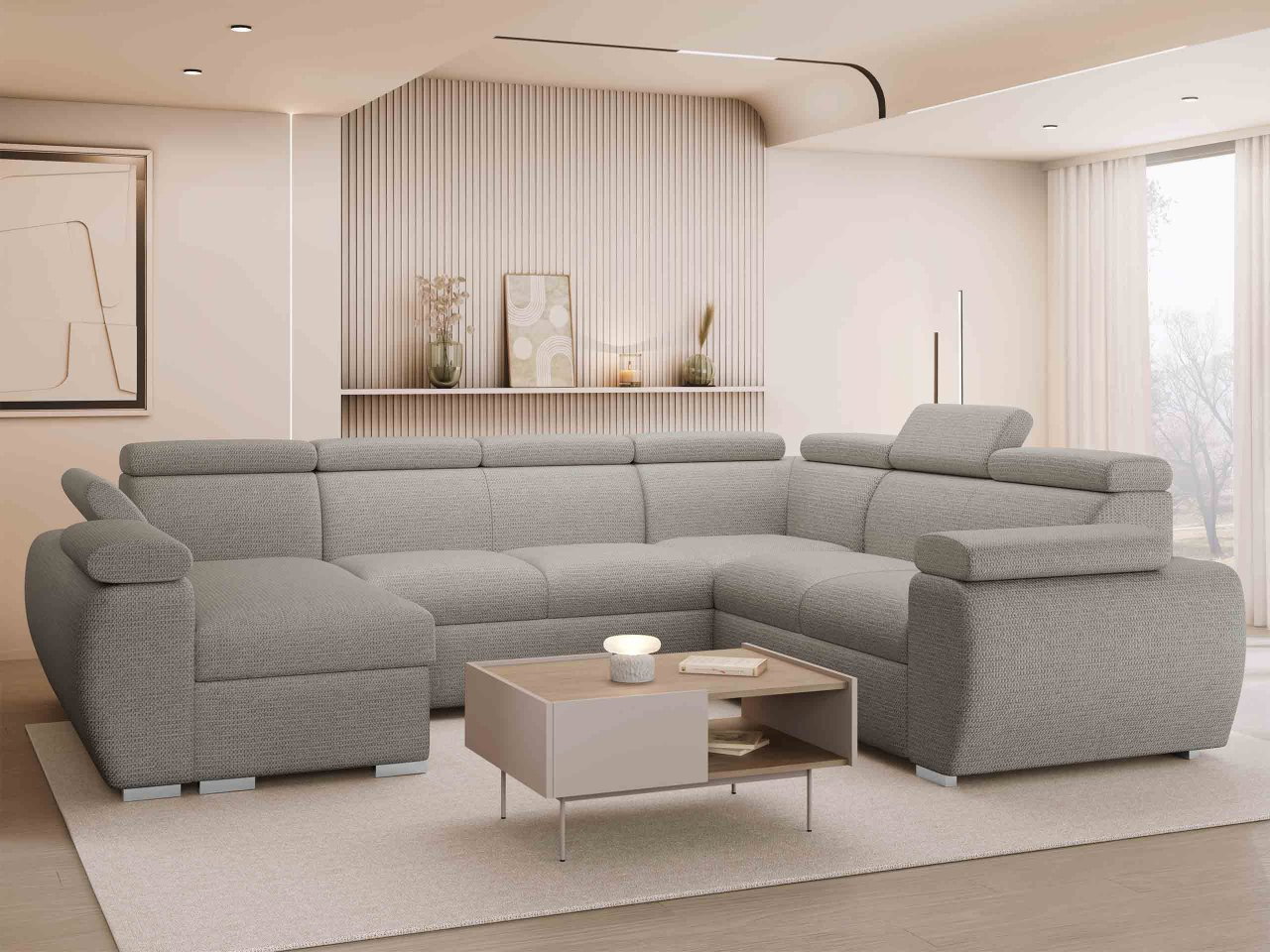 Rohová sedacia súprava Gozo U (svetlosivá) (L)