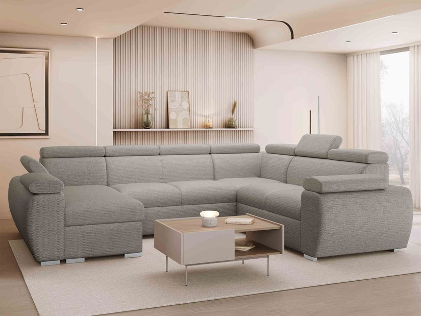 Rohová sedacia súprava Gozo U (svetlosivá) (L)