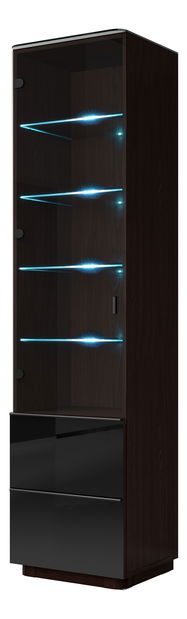 Vitrină Toft Typ 05 L/P (Wenge + sticlă neagră)