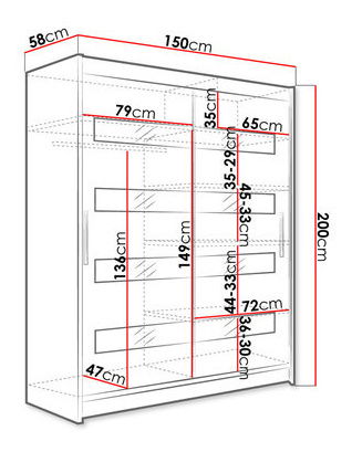 Ormar za garderobu Primrose IV (crna)