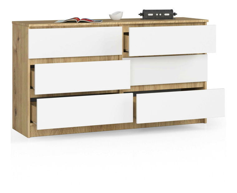 Comodă Keanu (stejar artisan + alb)