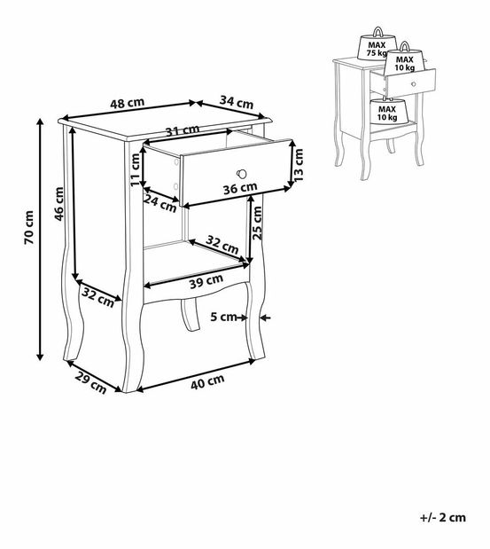 Noptieră Lanza 3 (alb)