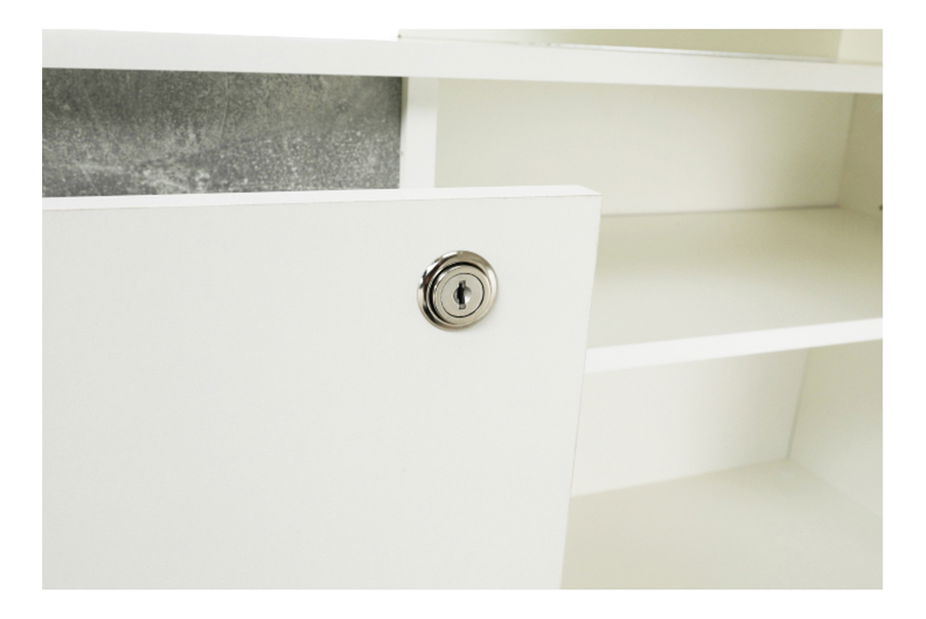 Rohový PC stolík Bill (biela + beton)