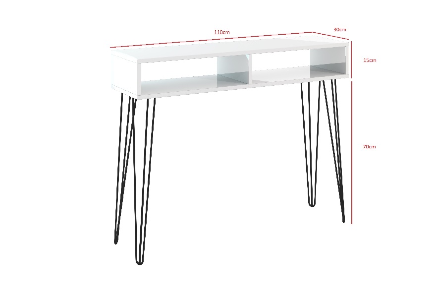 Măsuță consolă Myrno (alb lucios)