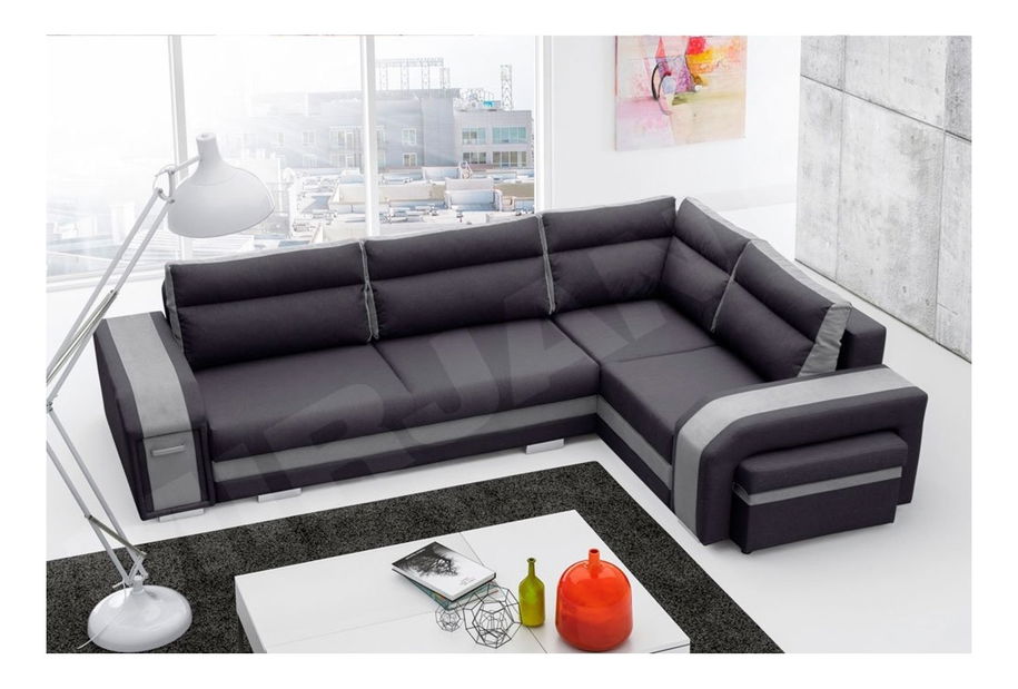 Rohová sedacia súprava Sally (tmavosivá + stredne sivá)