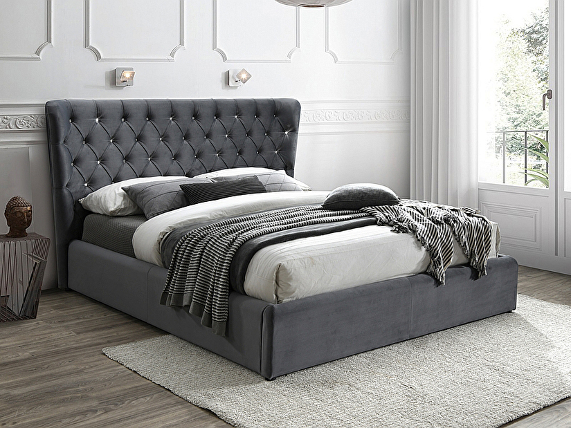 Manželská posteľ 160x200 cm Carmelina (sivá) (bez matraca)