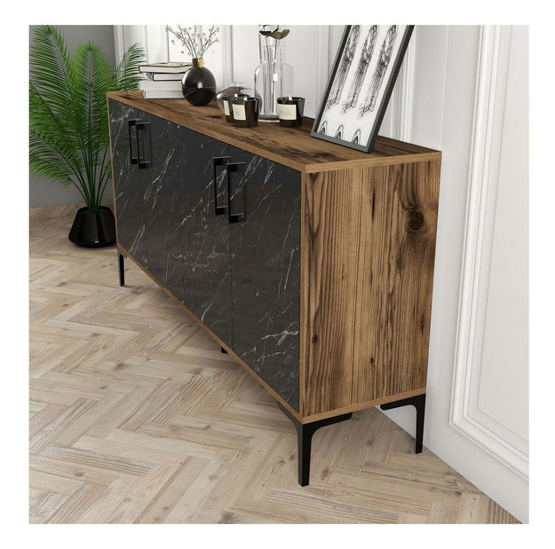 Szekrény Kim 160 (dió + fekete márvány)