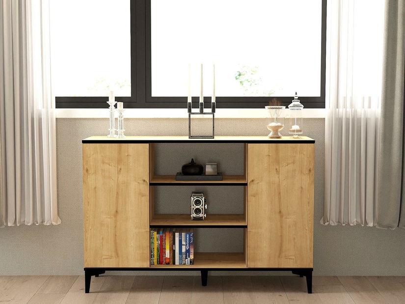 Skrinka Sumapi (dub zafírový + čierna) 