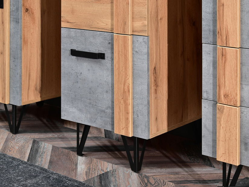 Mobilier living Suspendera SH02 (stejar + negru)