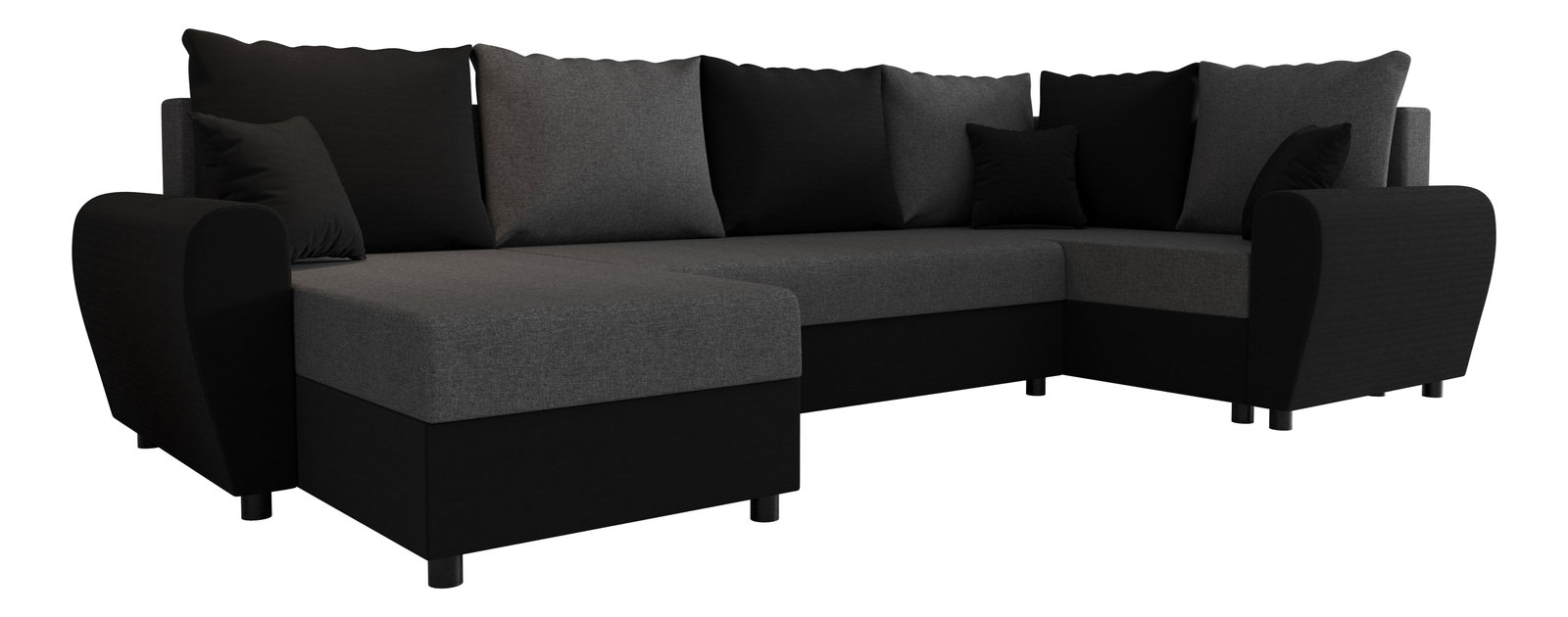 U alakú sarokkanapé Fleur Long (fekete + szürke) (J)