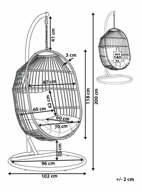 Fotoliu suspendat Adrianne (natural)