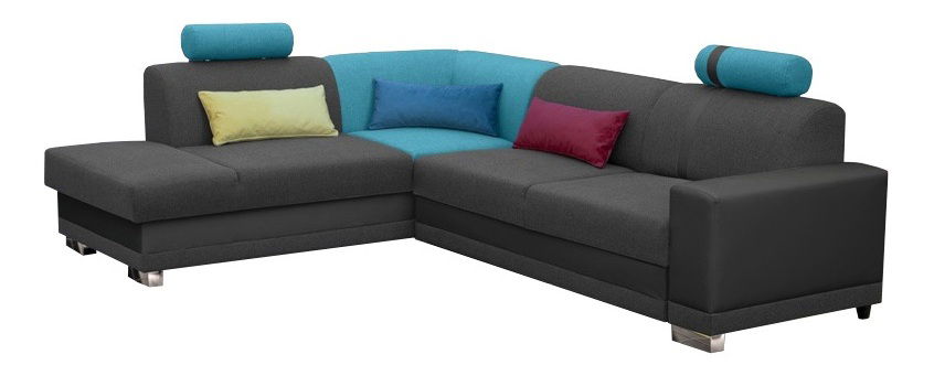 Sarokkanapé Veta (fekete + kék + fekete) (B)