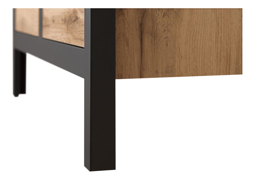 Policová skriňa Lorcan 1d1s (dub wotan + čierna)