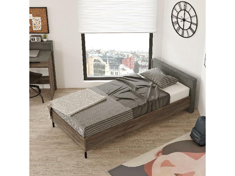 Jednostruki krevet 90 cm pjenami 1 (smeđa + siva) (s podnicom)