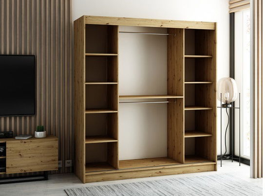 Šatníková skriňa 200 cm Tigori (artisan + čierna) *výpredaj