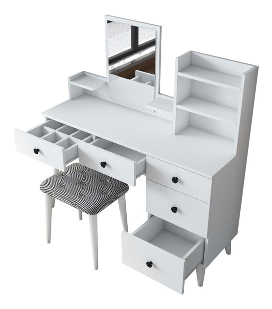 Fésülködőasztal zsámollyal Blake 101 (fehér)