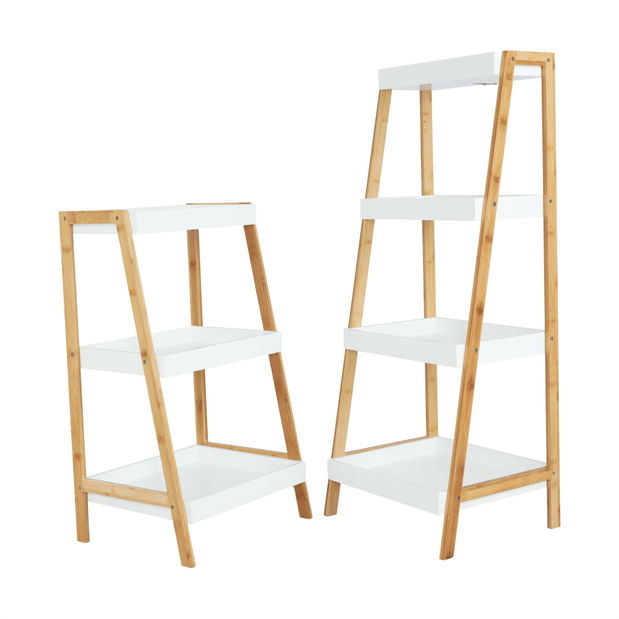 Regál Rameil R2 (bambus lakovaný + biela)