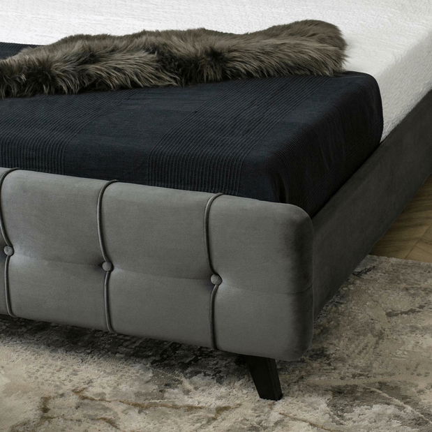 Pat matrimonial 160 cm Luchan (gri) (cu somieră)