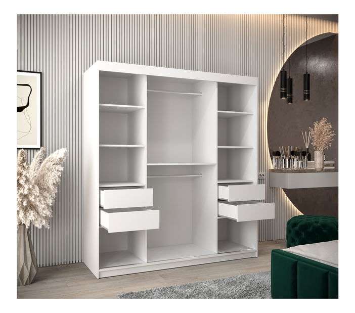 Ormar za garderobu 180 cm Toki 2 (bijela mat + bijela mat)
