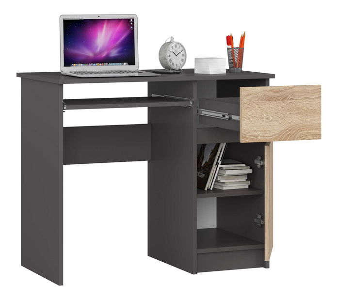 PC stolík Bhaskar (sivá + dub sonoma) (P)