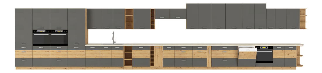 Konyha Arryn 260 cm (tölgy artisan + szürke)