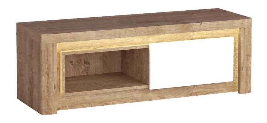 TV stolić/ormarić Livia 10 (s LED rasvjetom) (hrast ribbeck + bijeli sjaj)