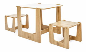 Set detský stolík a 2 stoličky Callie 3 (biela + naturálna)