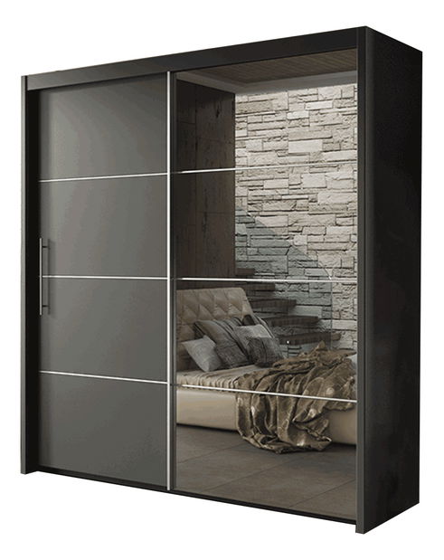 Šatníková skriňa Kelippa 200 cm (sivá)