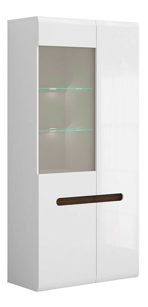 Vitrína BRW Azteca Trio REG1W1D/19/9 (biela + lesk biely)