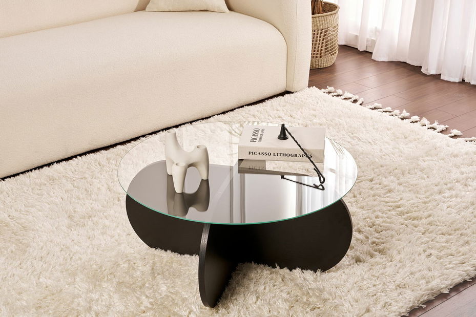 Măsuță cafea Aorte (lemn Negru + sticlă fumurie)