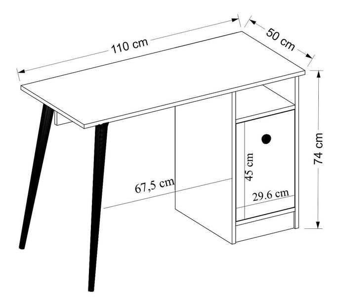 PC stolík Muduti (biela + antracit) 