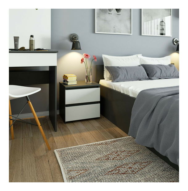 Noptieră Cleania CL2 (grafit gri + alb)