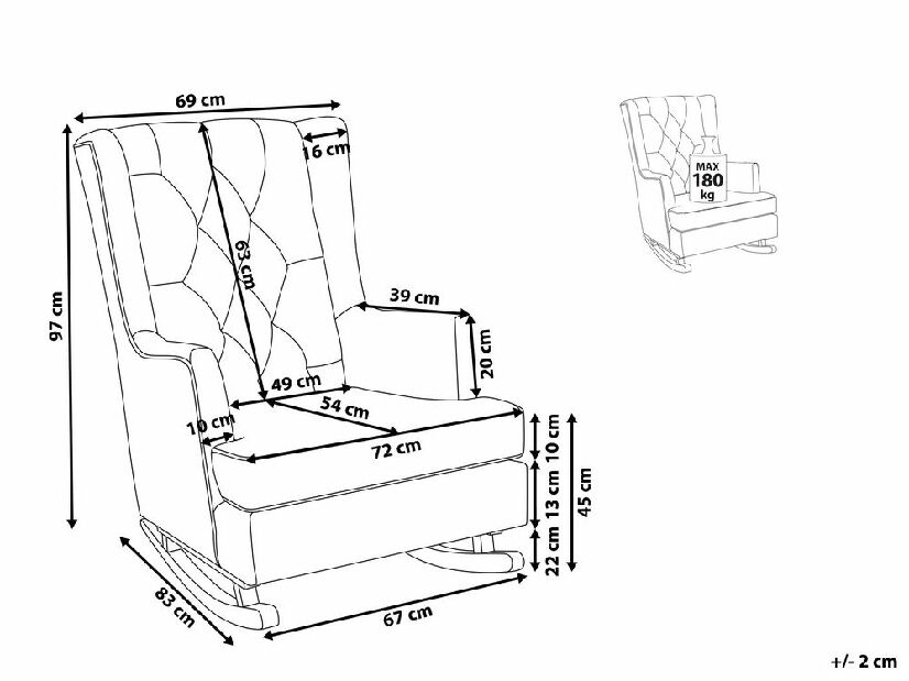 Fotelja za ljuljanje TROND II (polipropilen) (siva)