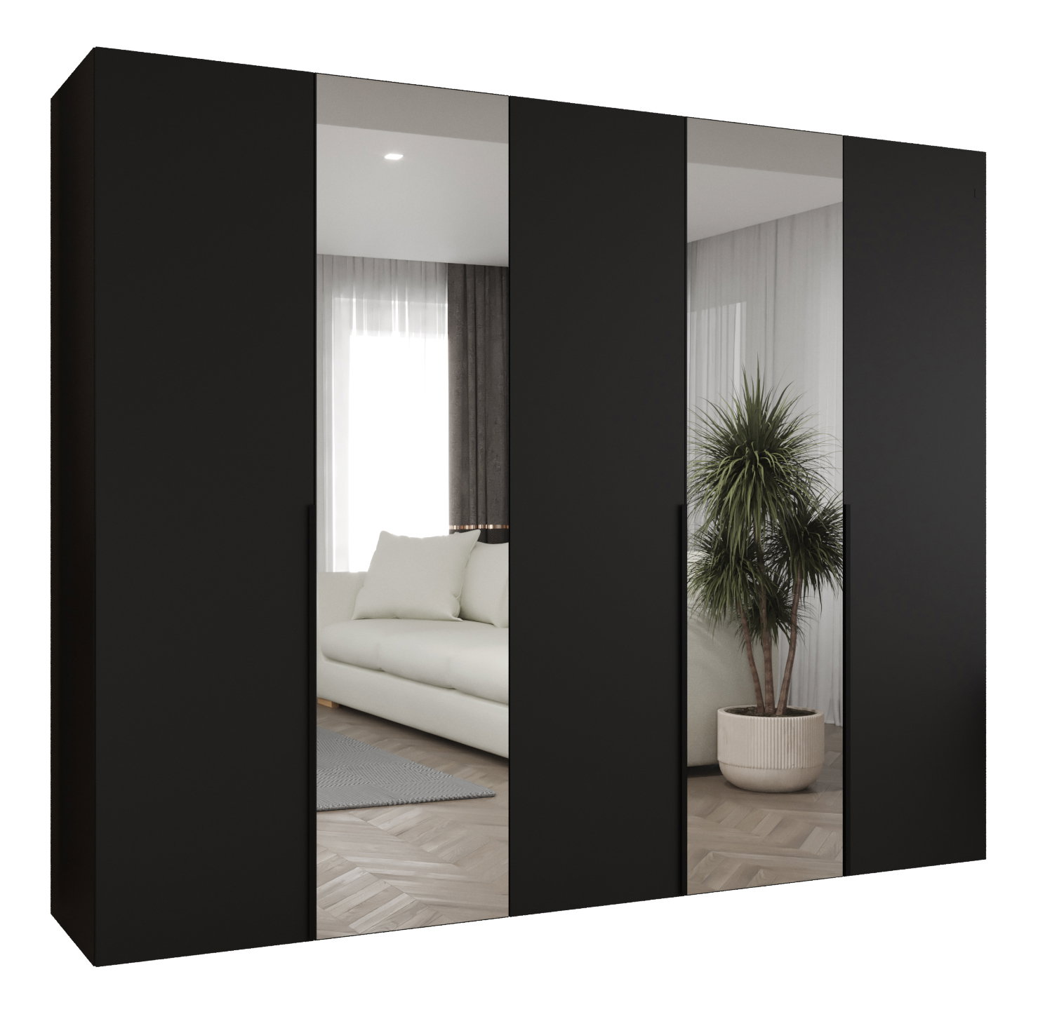 Dulap de haine 250 cm Alice 2 (Negru + Negru)