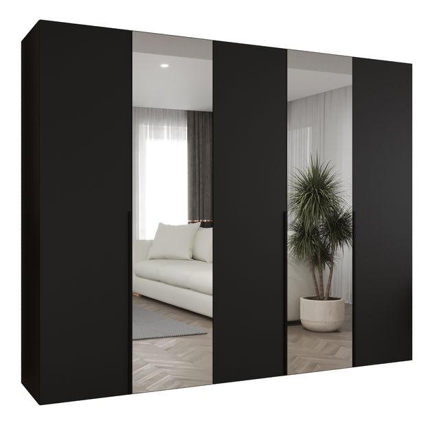 Šatníková skriňa 250 cm Alice 2 (čierna + čierna)