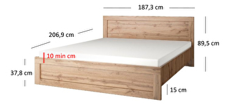 Franciaágy 180 cm Mirella (wotan tölgy) (ágyráccsal)