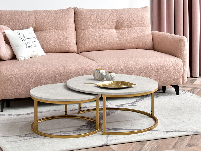 Konferenčný stolík Kolja Stolik Xl (sivý mramor + zlatá)