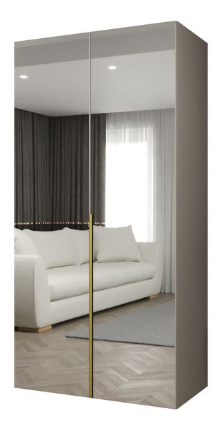 Dulap de haine 100 cm Alice 3 (Cașmir + Auriu)