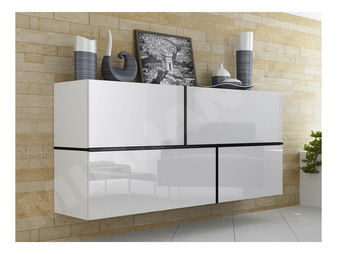 Comodă Goja (alb + alb lucios + negru) *vânzare stoc