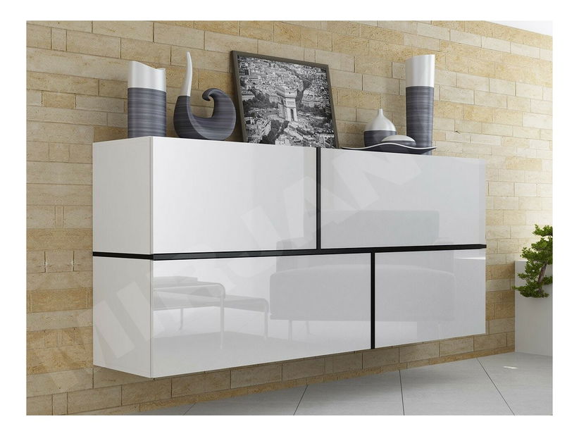 Komoda Goja (bijela + bijeli sjaj + crna) *rasprodaja