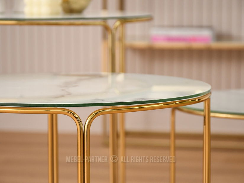 Dohányzóasztal Belianni Zest (fehér márvány + arany)