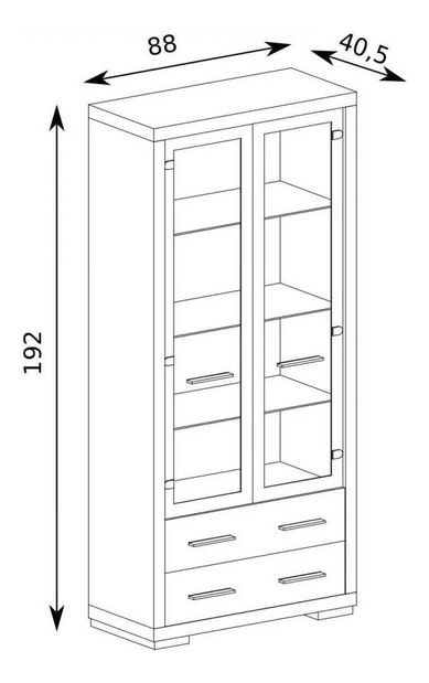 Vitrină Vega 13 (cu iluminat LED) (Stejar santana deschis)