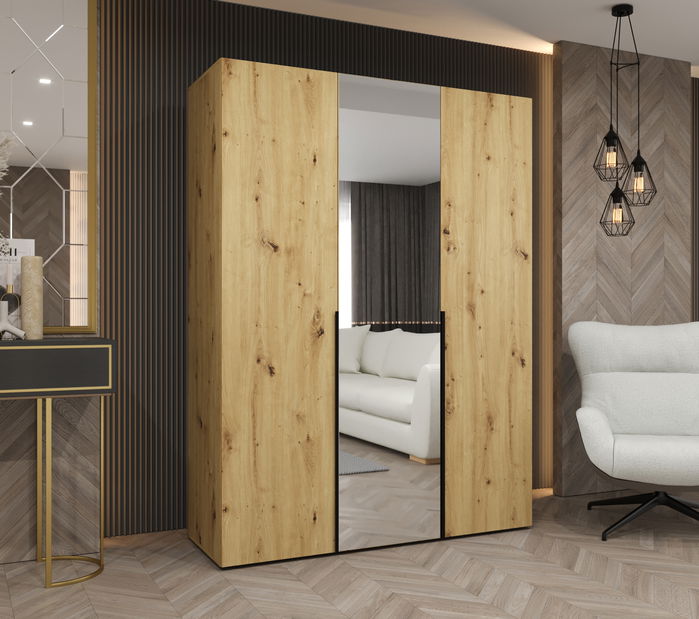 Ruhásszekrény 150 cm Alice 2 (artisan tölgy + fekete)