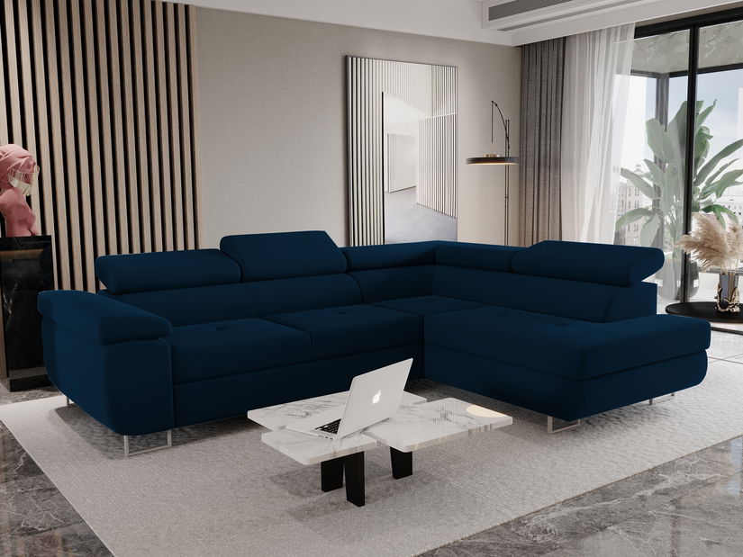 Rohová sedačka Moshe (tmavomodrá) (P)