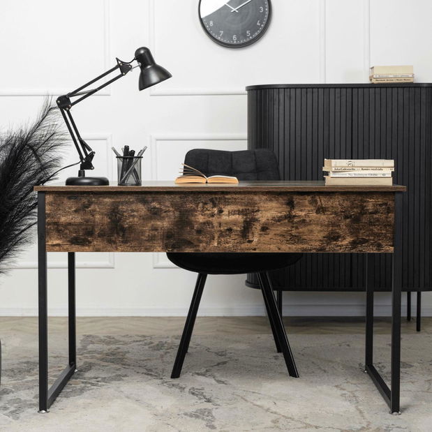 Pisaći stol Regular (hrast rustikal + crna) 