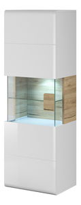 Magas fali vitrin Tamie Typ 07 (fényes fehér + sanremo tölgy) (J)
