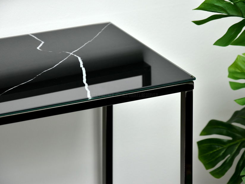 Măsuță consolă Bella Kons (marmură neagră + negru)