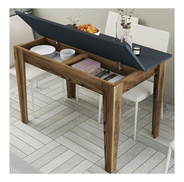 Masă sufragerie (pentru 4 persoane) Kim (nuc + antracit)