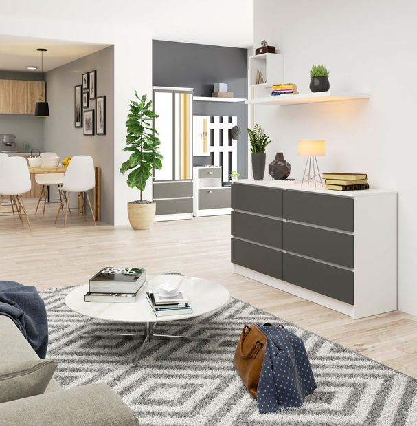 Komód Keanu II (fehér + szürke grafit)