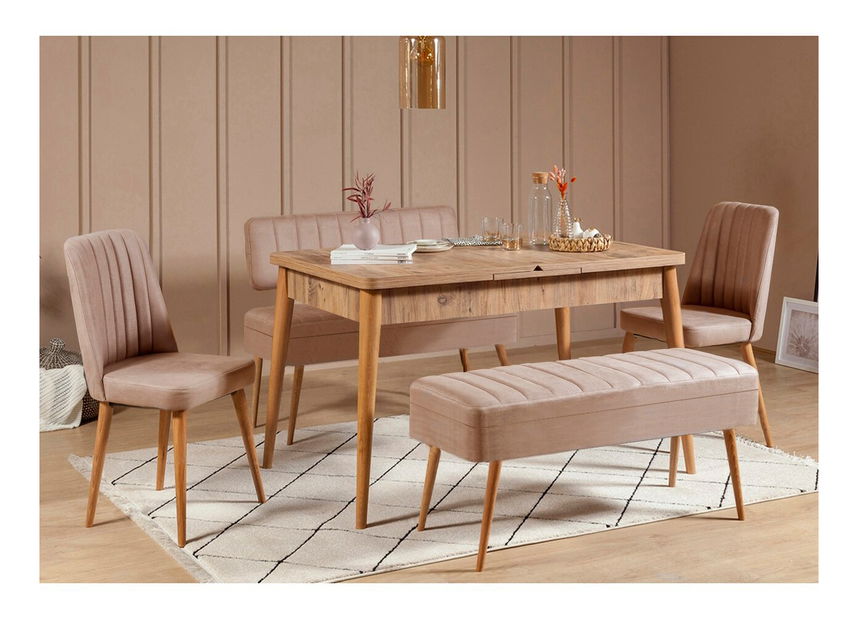 Blagovaonski set Vlasta 2 (antlantski bor + bež) (za 6 osoba)